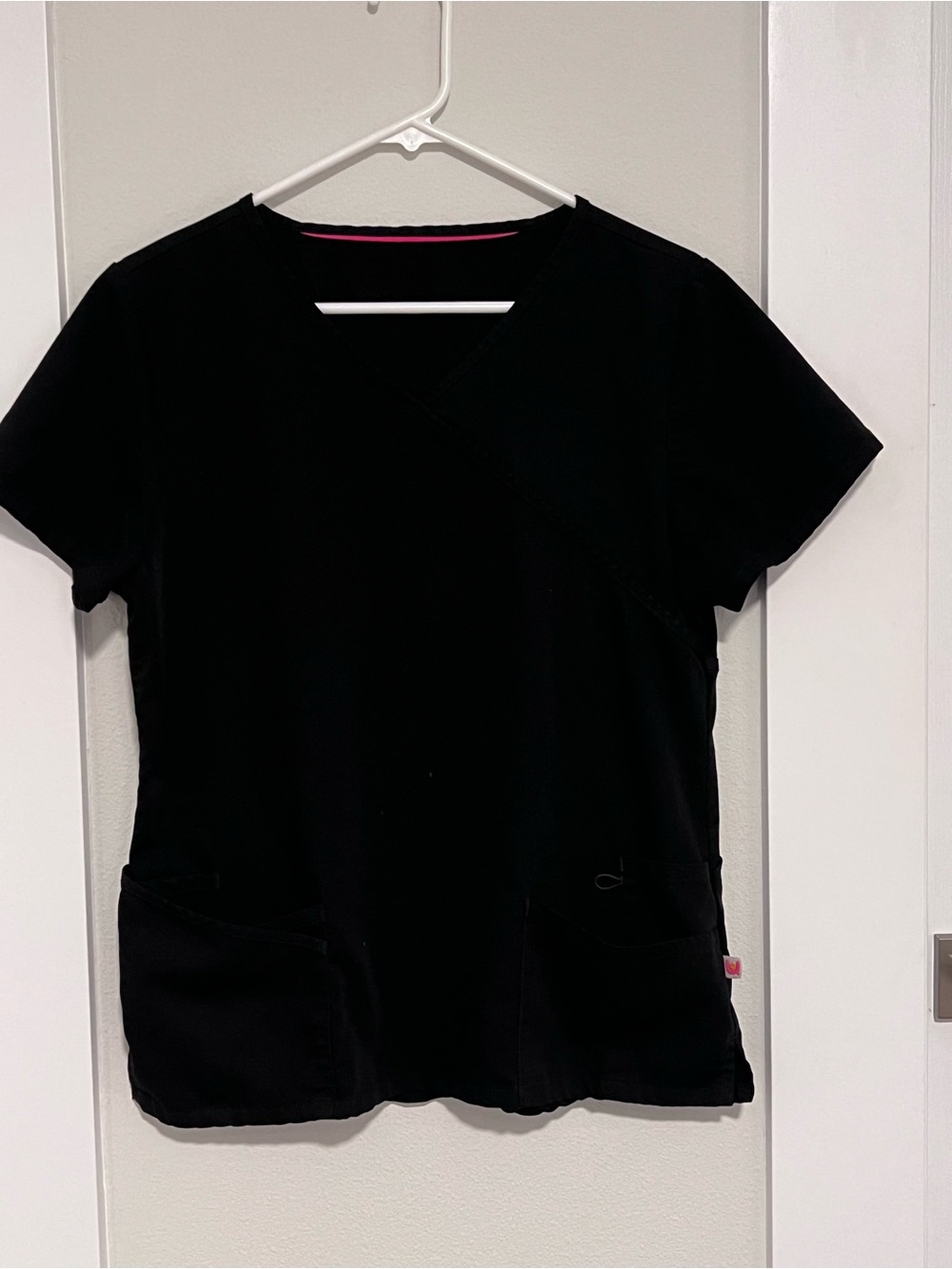 Urbane Black Short-Sleeve Scrub Top